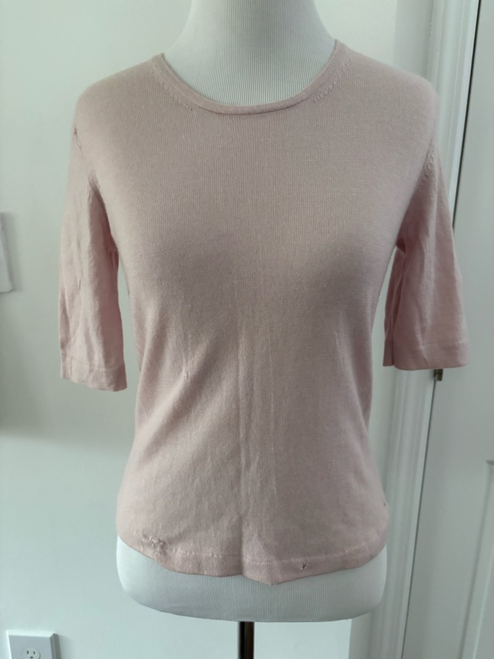 Brooks Brothers Pink Soft Blush Short-Sleeve Crewneck Sweater Sz S
